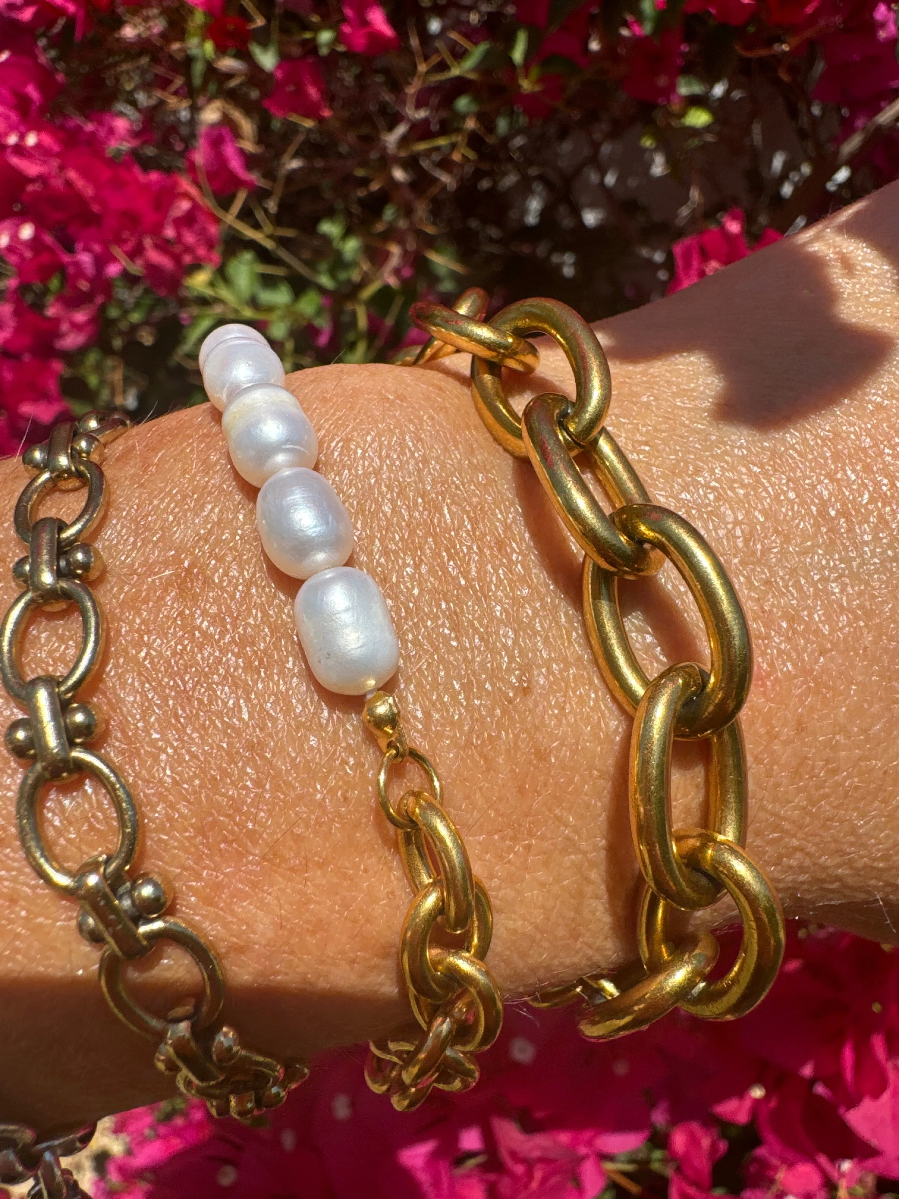 Summer Link Bracelet - With Pearls Gold