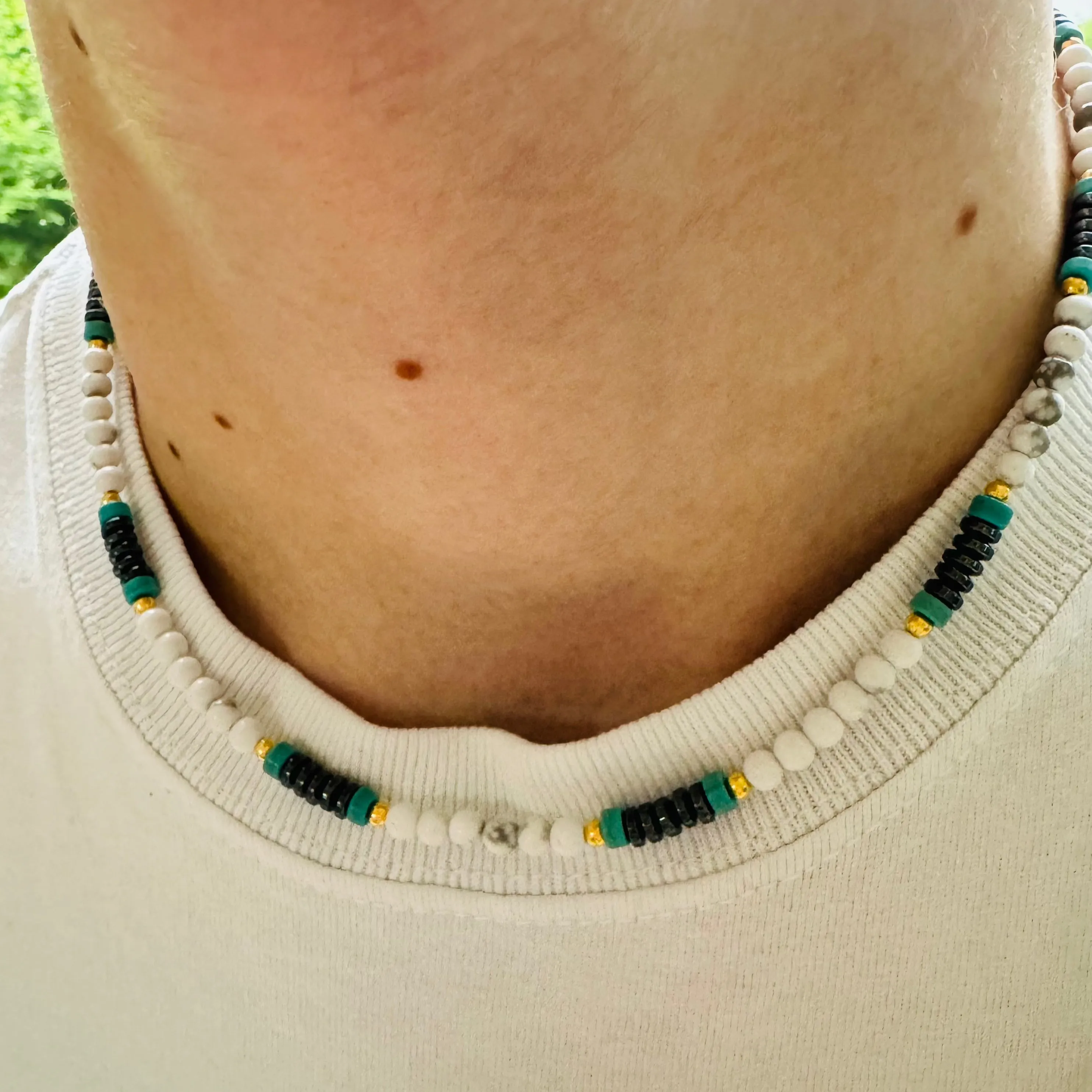 Summer Necklace - White/ Turquoise