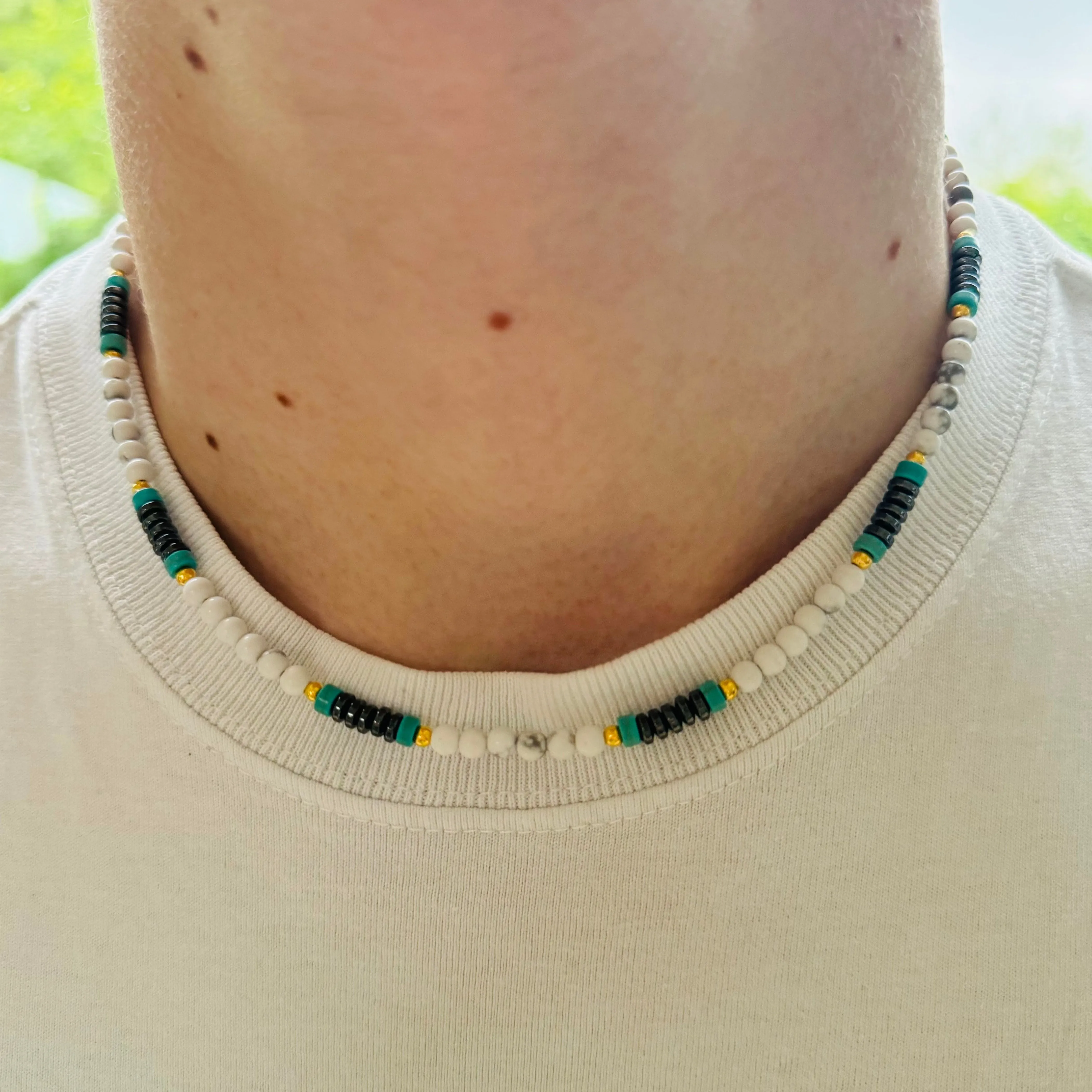 Summer Necklace - White/ Turquoise