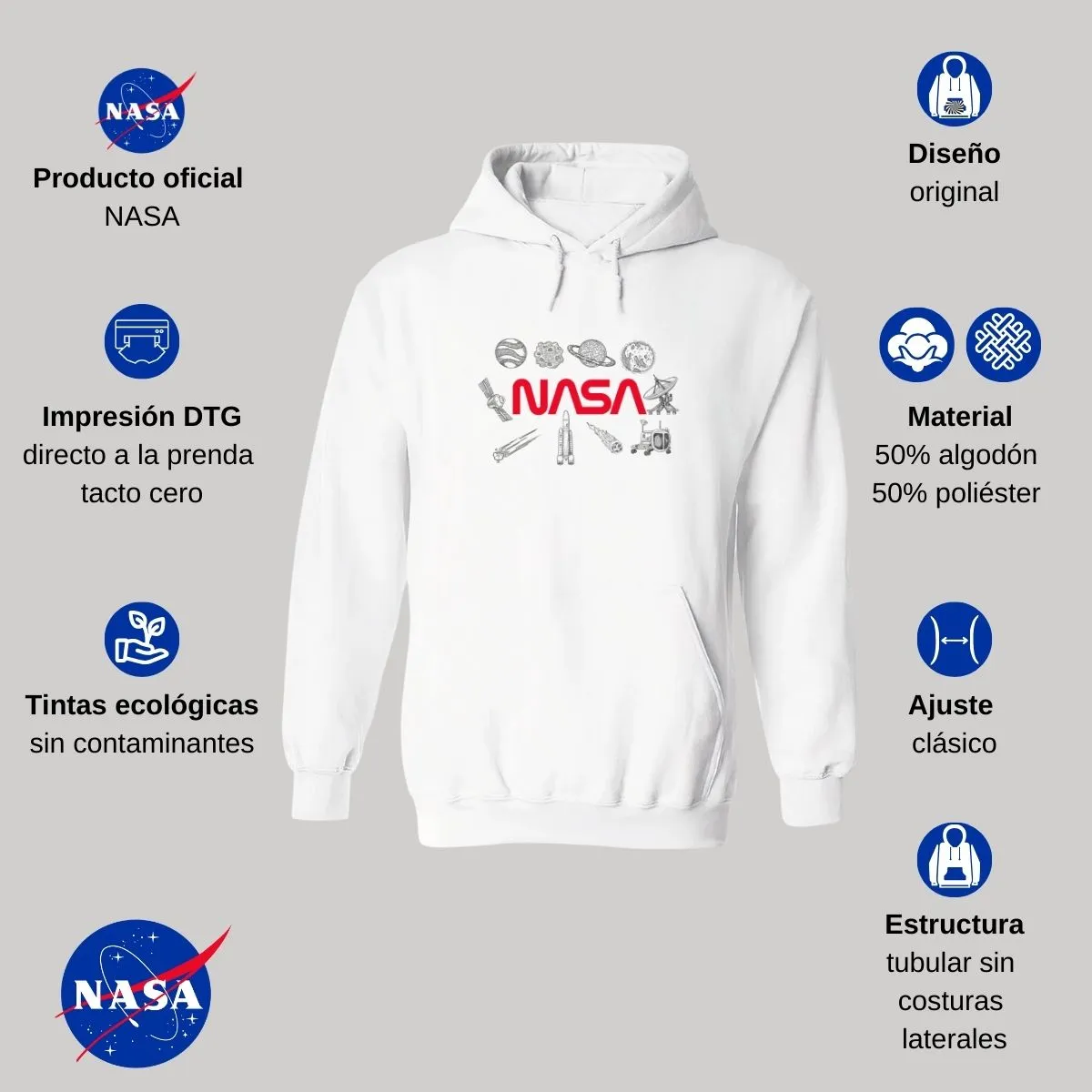 Sweater Suéter Hombre Hoodie Nasa Espacio