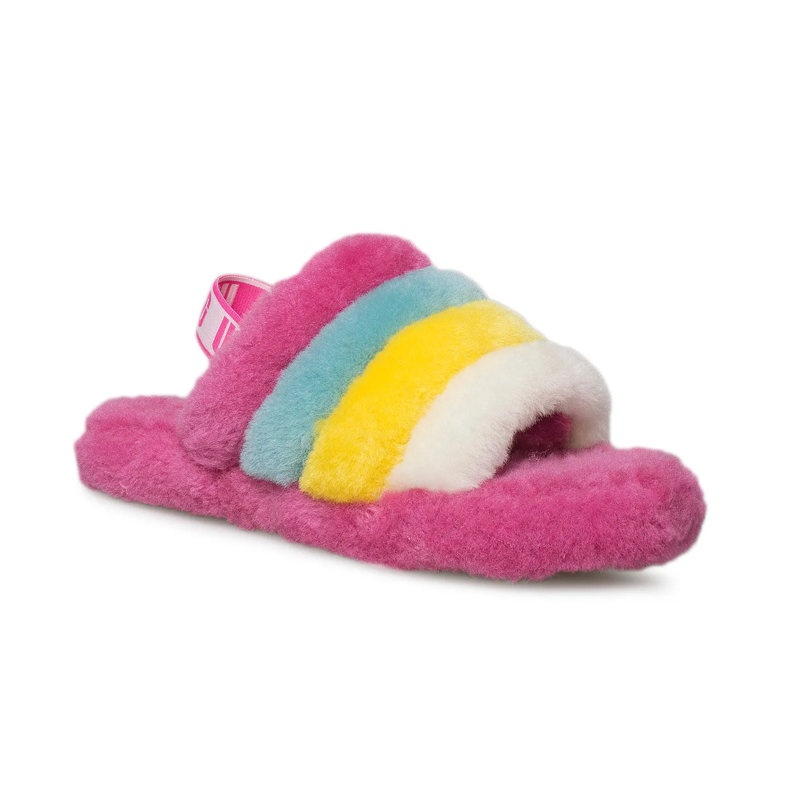 UGG Fluff Yeah Slide Neon Rainbow Slippers - Youth