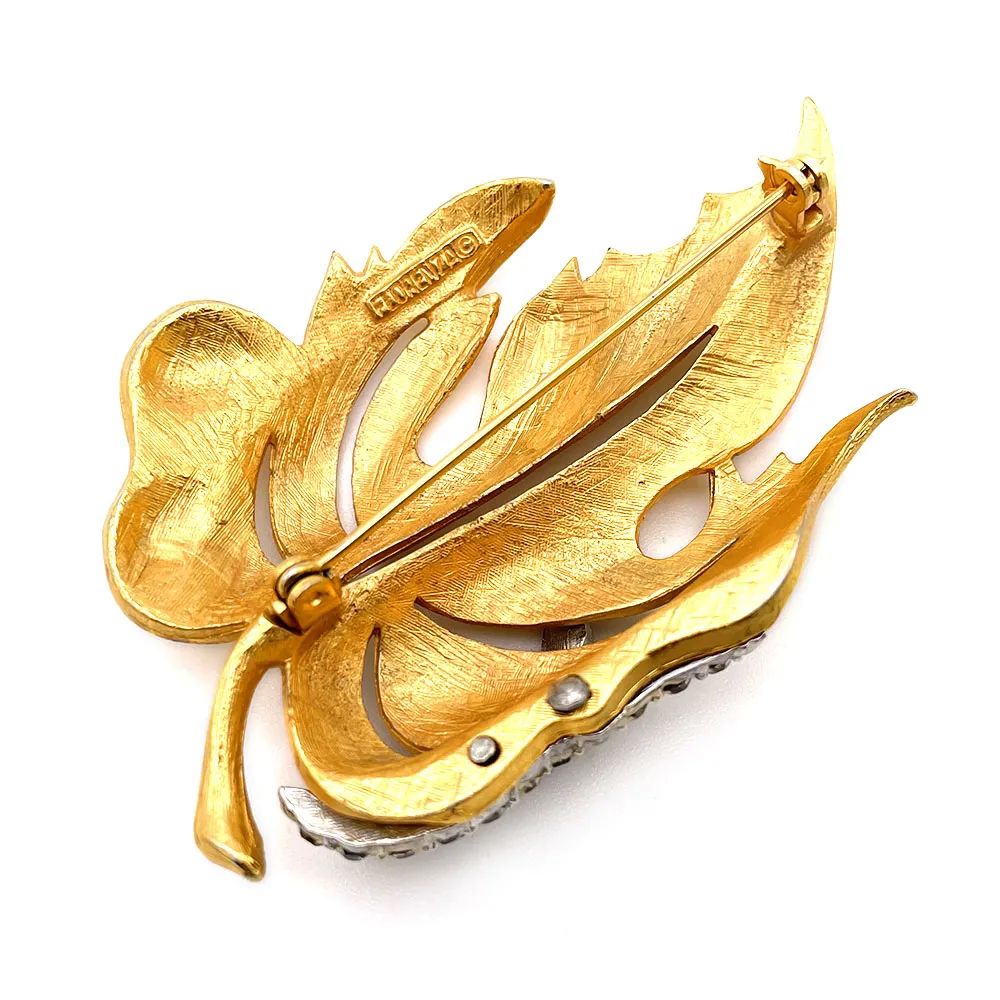 【USA輸入】 ヴィンテージ FLORENZA リーフ ビジュー ブローチ/Vintage FLORENZA Leaf Bijou Brooch