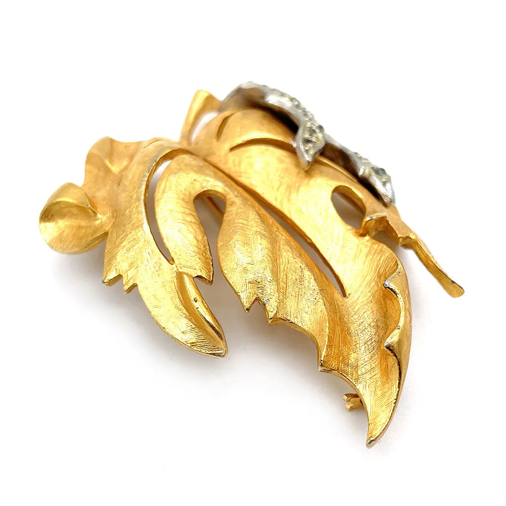 【USA輸入】 ヴィンテージ FLORENZA リーフ ビジュー ブローチ/Vintage FLORENZA Leaf Bijou Brooch