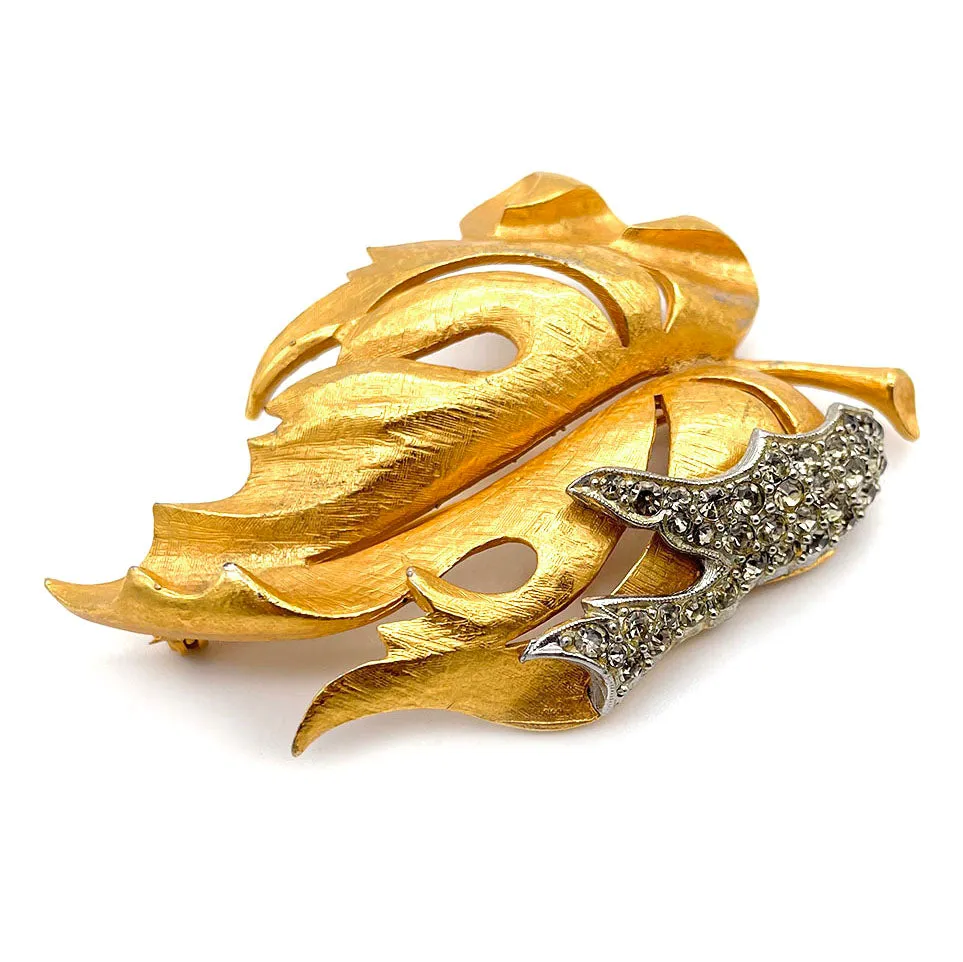 【USA輸入】 ヴィンテージ FLORENZA リーフ ビジュー ブローチ/Vintage FLORENZA Leaf Bijou Brooch