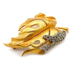 【USA輸入】 ヴィンテージ FLORENZA リーフ ビジュー ブローチ/Vintage FLORENZA Leaf Bijou Brooch