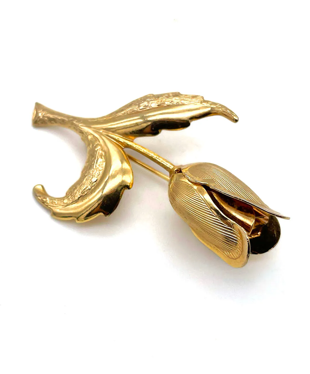 【USA輸入】 ヴィンテージ ゴールデン チューリップ ブローチ/Vintage Golden Tulip Brooch