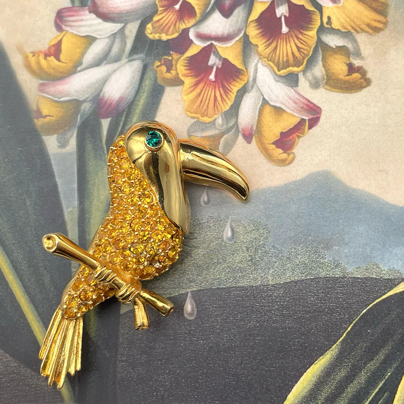 【USA輸入】ヴィンテージ K.J.L バード ビジュー ブローチ/Vintage K.J.L Bird Bijou Brooch