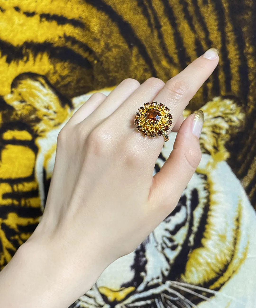 【USA輸入】ヴィンテージ アンバー  ビジュー リング/Vintage Amber Bijou Ring