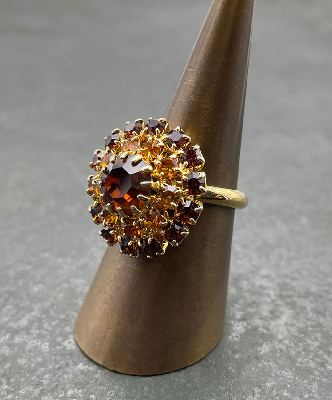 【USA輸入】ヴィンテージ アンバー  ビジュー リング/Vintage Amber Bijou Ring