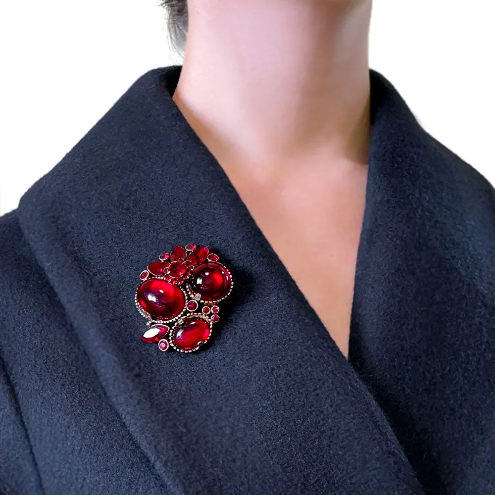 【USA輸入】ヴィンテージ ガーネットレッド ビジュー ブローチ/Vintage Garnet Red Bijou Brooch