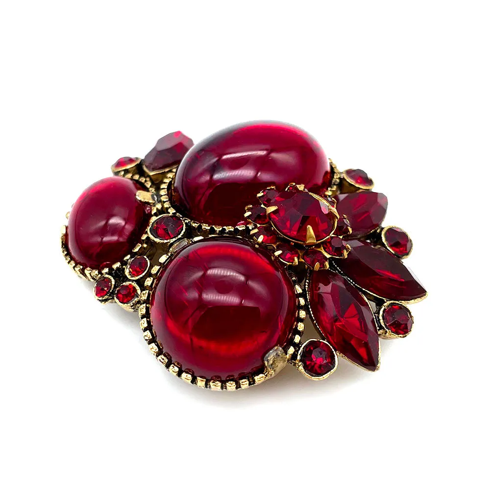 【USA輸入】ヴィンテージ ガーネットレッド ビジュー ブローチ/Vintage Garnet Red Bijou Brooch