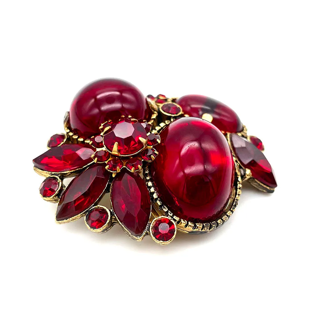 【USA輸入】ヴィンテージ ガーネットレッド ビジュー ブローチ/Vintage Garnet Red Bijou Brooch