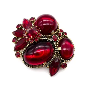 【USA輸入】ヴィンテージ ガーネットレッド ビジュー ブローチ/Vintage Garnet Red Bijou Brooch