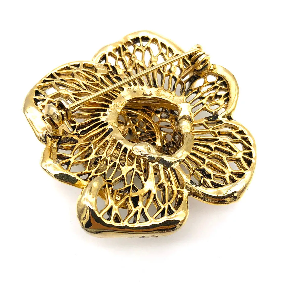 【USA輸入】ヴィンテージ ゴールド ローズ ブローチ/Vintage Gold Rose Brooch