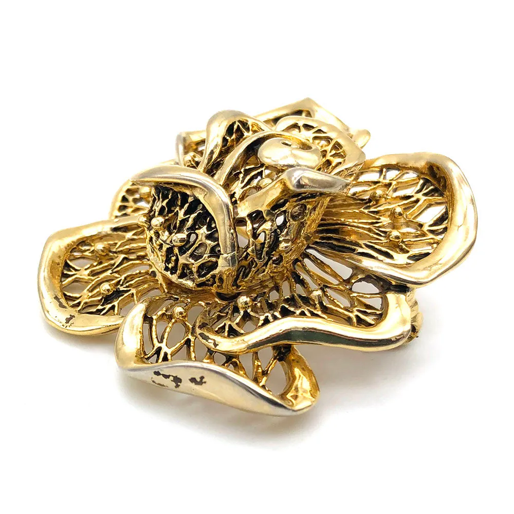 【USA輸入】ヴィンテージ ゴールド ローズ ブローチ/Vintage Gold Rose Brooch