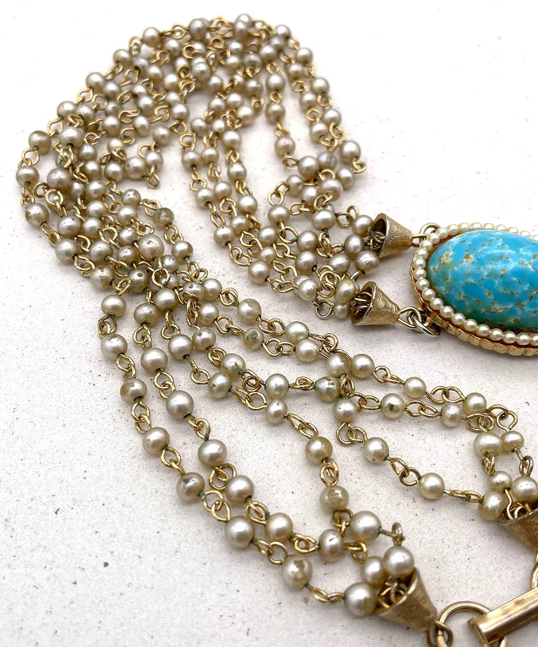 【USA輸入】ヴィンテージ ターコイズ パール ネックレス/Vintage Turquoise Pearl Necklace