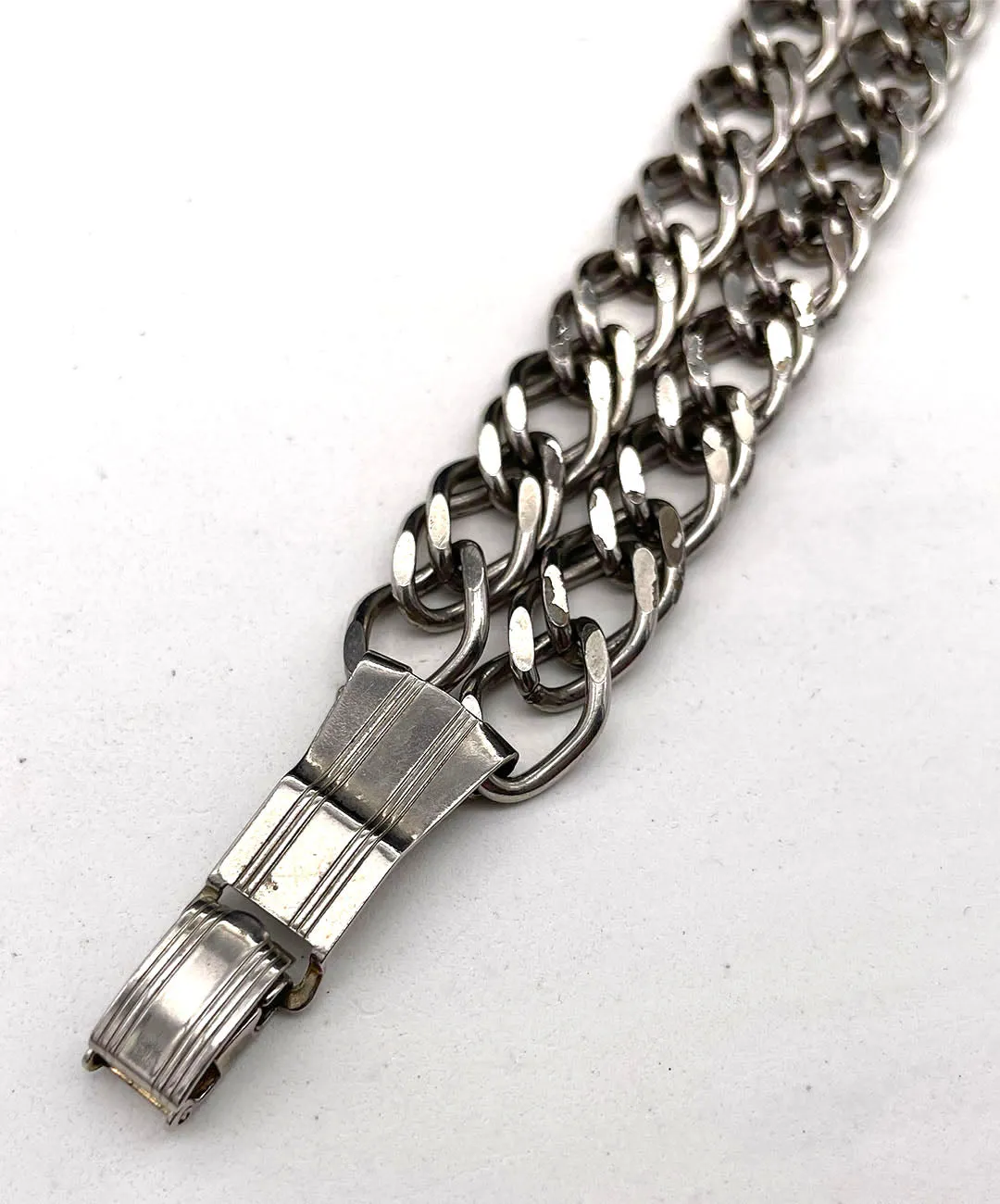 【USA輸入】ヴィンテージ ダブルチェーン シルバートーン ブレスレット/Vintage Double Chain Silver Bracelet