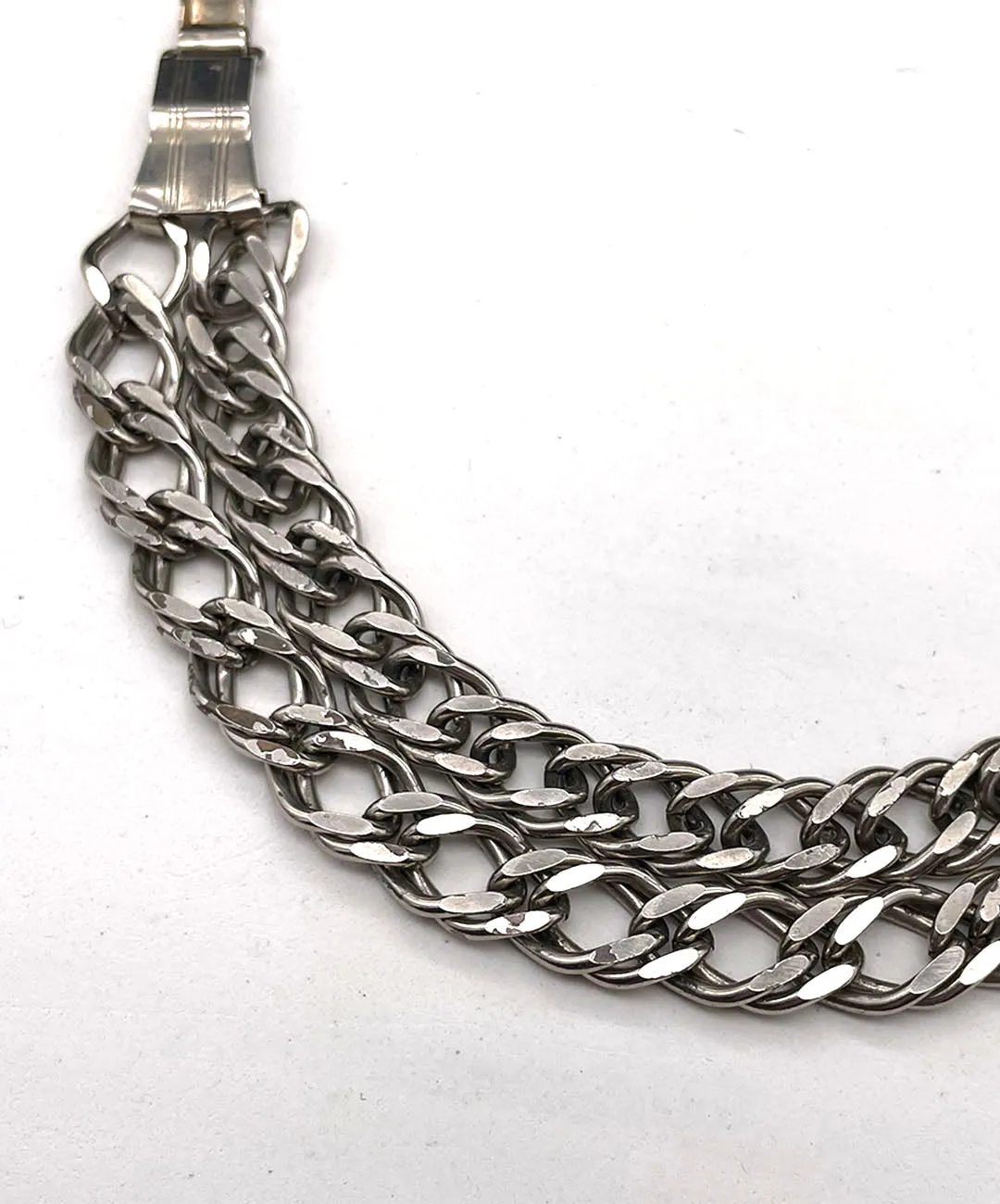 【USA輸入】ヴィンテージ ダブルチェーン シルバートーン ブレスレット/Vintage Double Chain Silver Bracelet