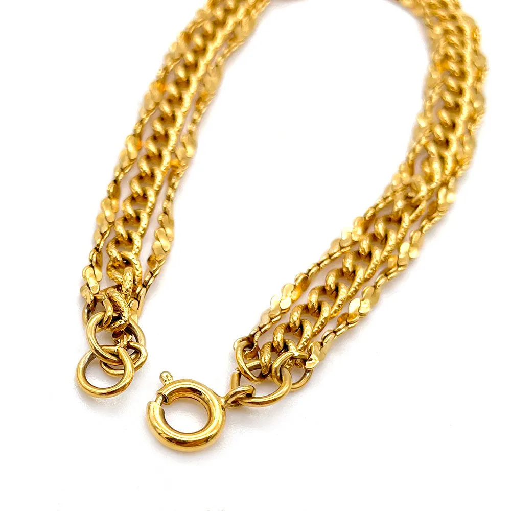 【USA輸入】ヴィンテージ トリプルチェーン ゴールド ブレスレット/Vintage Triple Chain Gold Bracelet