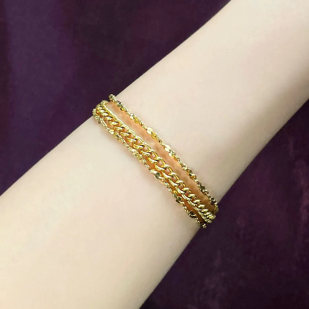 【USA輸入】ヴィンテージ トリプルチェーン ゴールド ブレスレット/Vintage Triple Chain Gold Bracelet