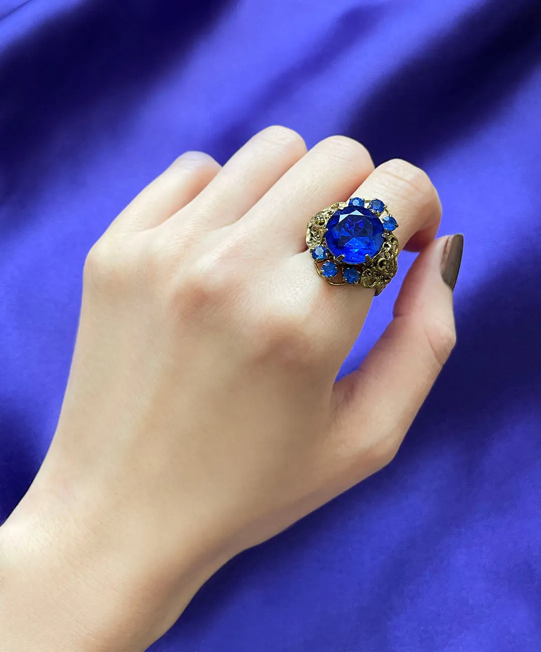 【USA輸入】ヴィンテージ ロイヤルブルー ビジュー リング/Vintage Royal Blue Bijou Ring