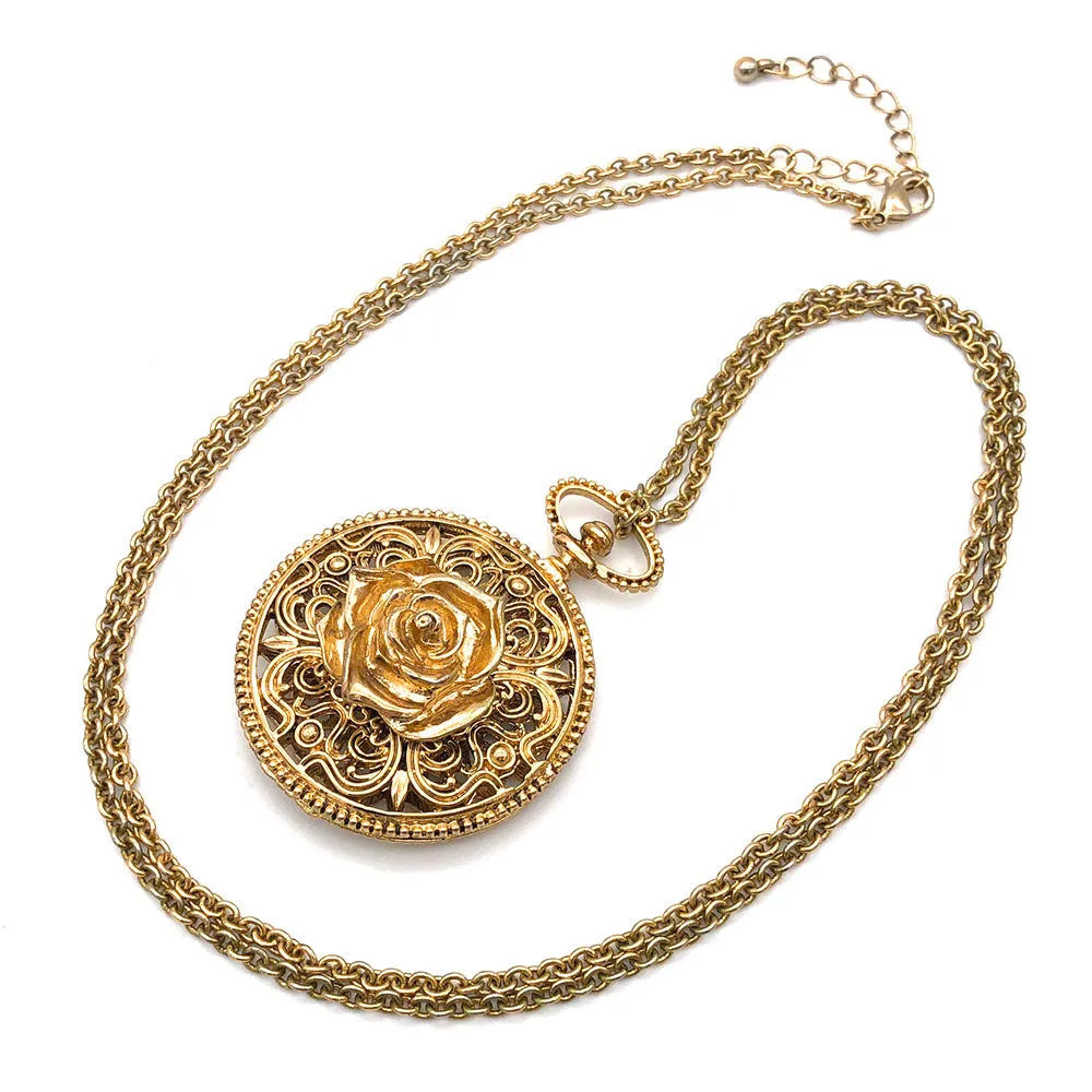 【USA輸入】ヴィンテージ ローズ ペンダント ロング ネックレス/Vintage Rose Pendant Long Necklace