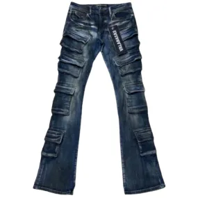 Valabasas "Pinnacle" Flared Stacked Denim (Blue Dirty Wash) VLBS4101623