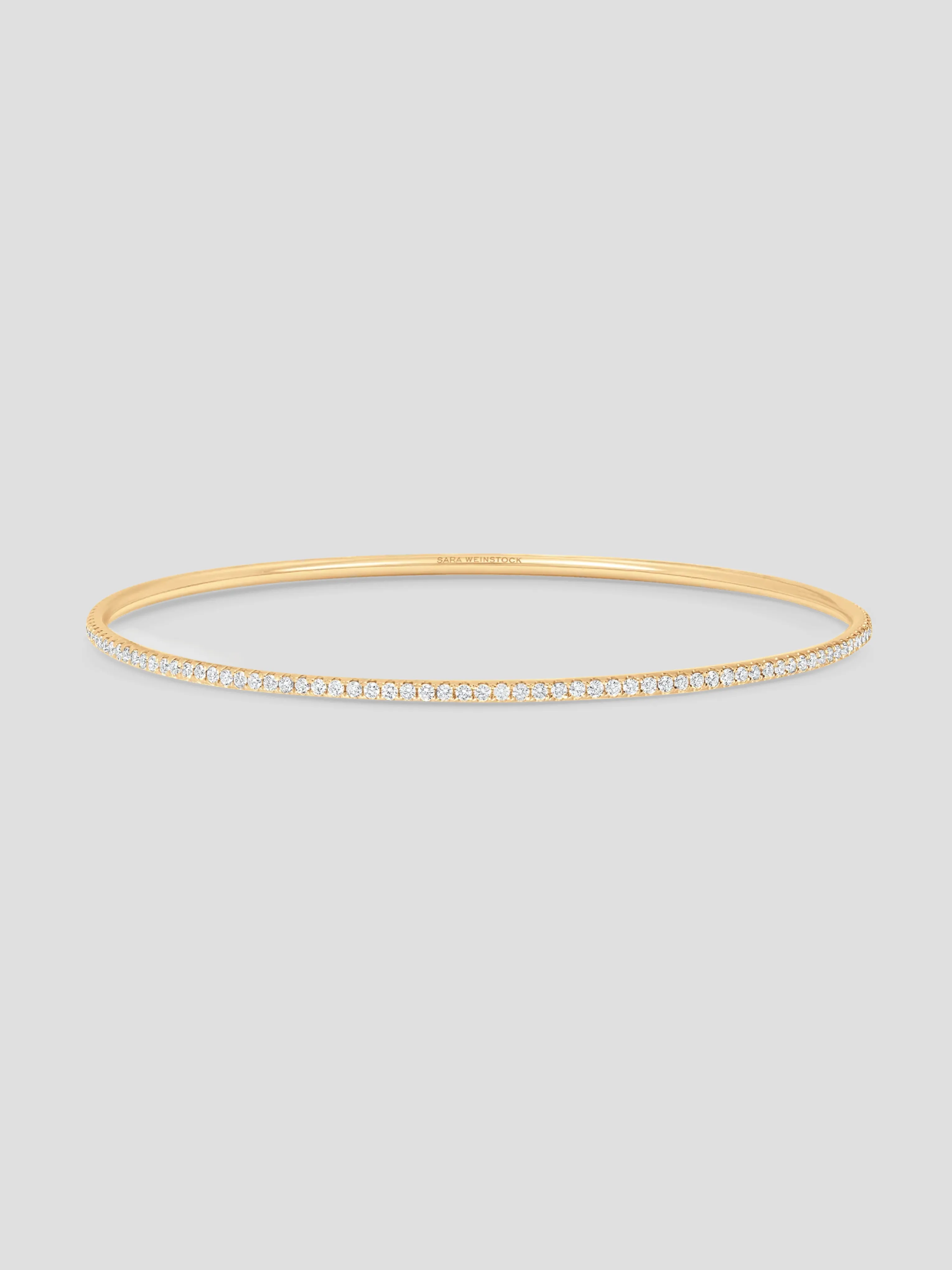 Veena Eternity Yellow Gold White Diamond Thin Wide Bangle