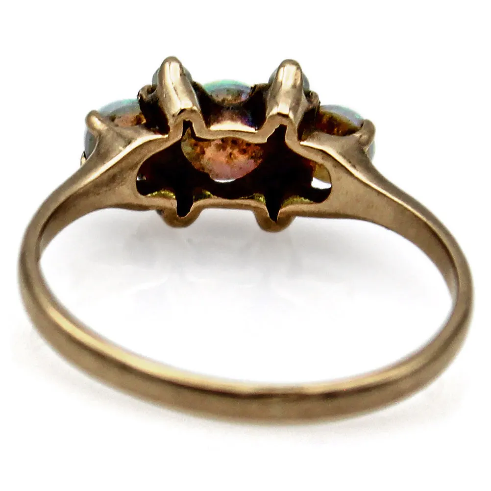 Vintage 10K Yellow Gold Opal & Sea Pearl Band Ring