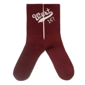 West NYC Logo Sock Burgundy/White