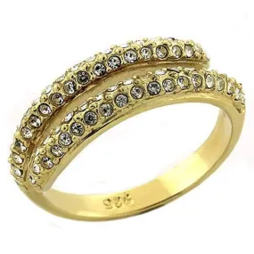 WildKlass Stainless Steel Ring Gold Women AAA Grade CZ Clear