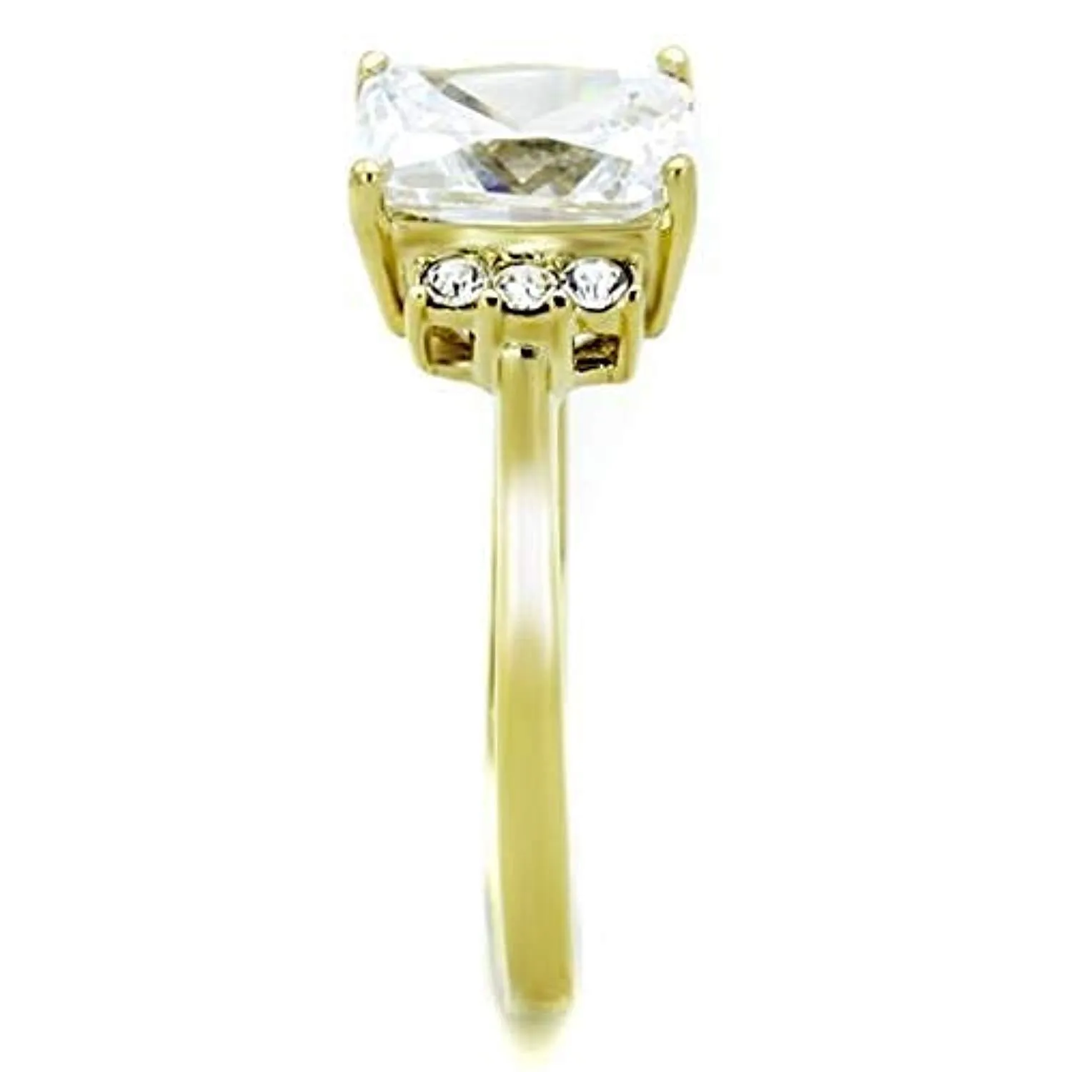 WildKlass Stainless Steel Ring IP Gold Women AAA Grade CZ Clear