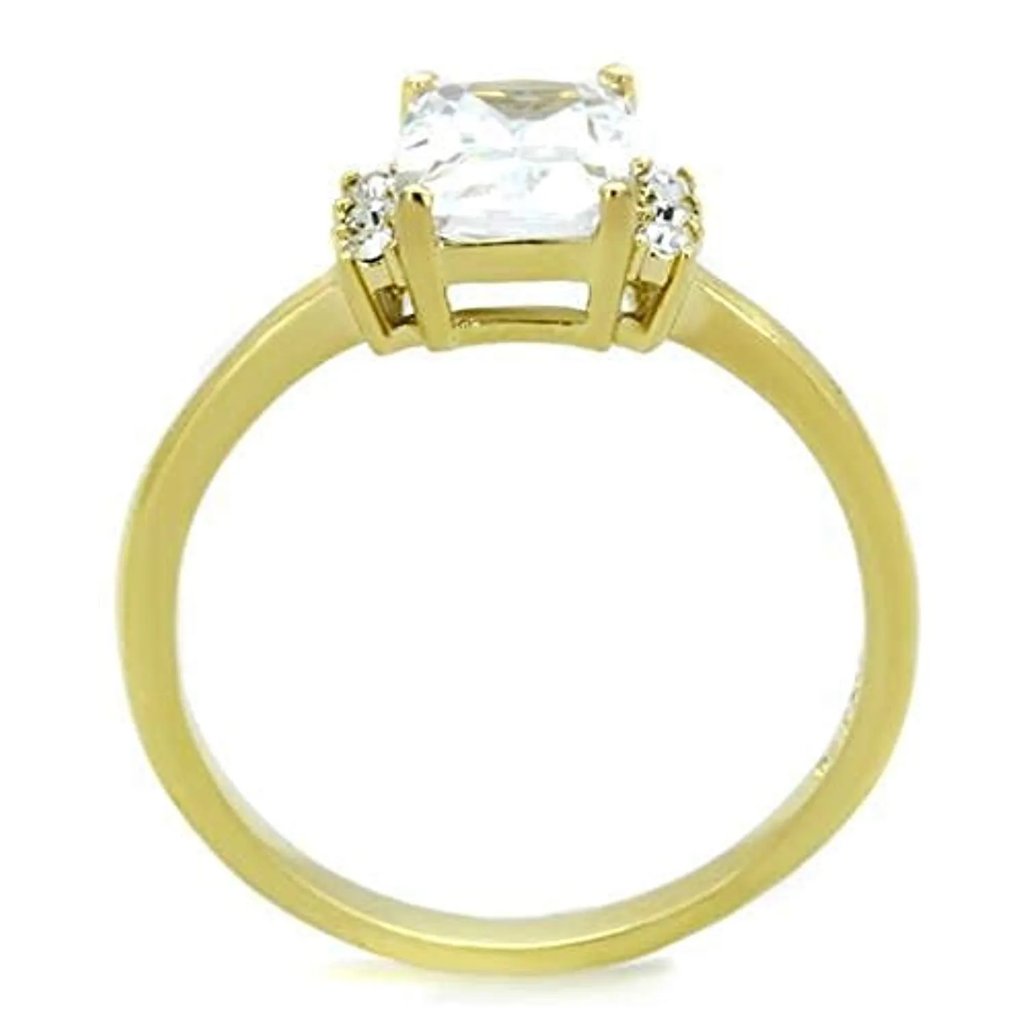 WildKlass Stainless Steel Ring IP Gold Women AAA Grade CZ Clear