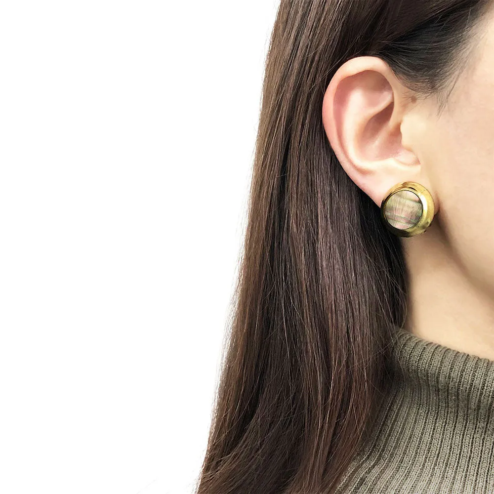 【アイルランド輸入】ヴィンテージ オランダ製 マザーオブパール イヤリング/Vintage Mother of Pearl Clip On Earrings