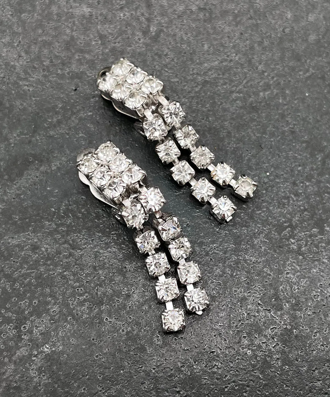 【チェコ買付】ヴィンテージ クリア ビジュー イヤリング/Vintage Clear Bijou Clip On Earrings