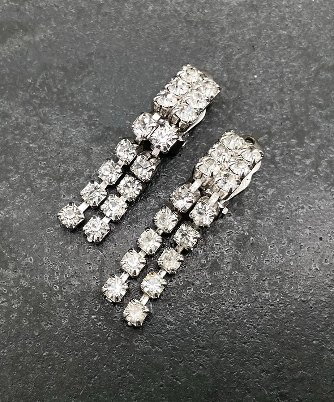 【チェコ買付】ヴィンテージ クリア ビジュー イヤリング/Vintage Clear Bijou Clip On Earrings