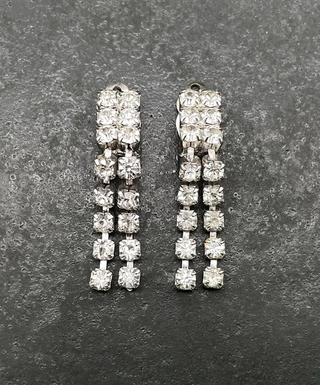 【チェコ買付】ヴィンテージ クリア ビジュー イヤリング/Vintage Clear Bijou Clip On Earrings