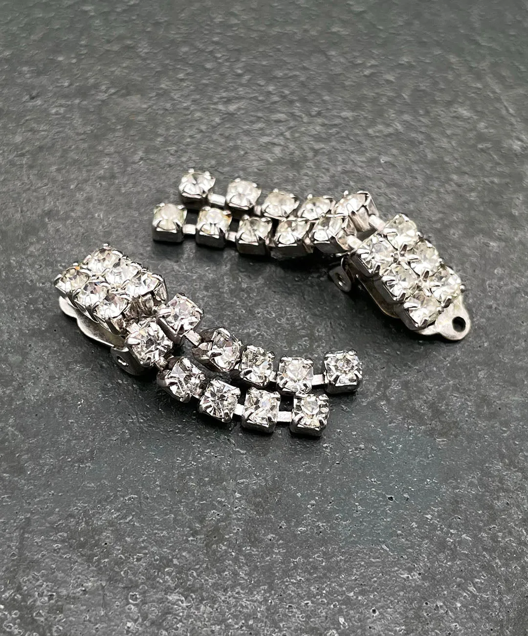 【チェコ買付】ヴィンテージ クリア ビジュー イヤリング/Vintage Clear Bijou Clip On Earrings